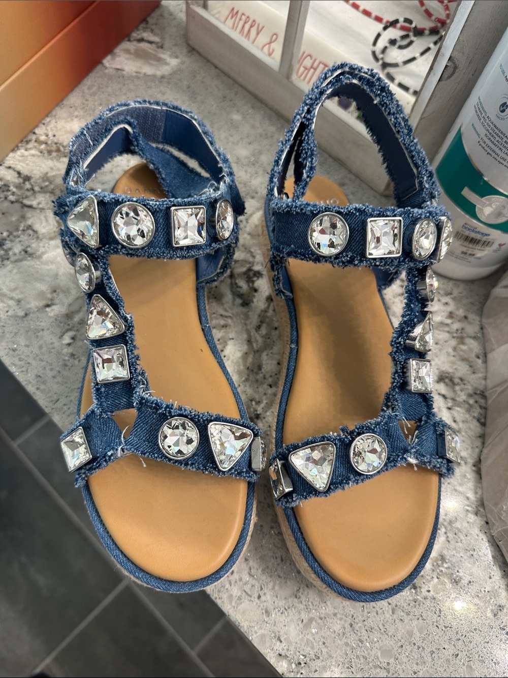 Brand NEW Denim Jeweled Women's Sandals - Blue